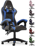 Bigzzia Gaming Chair Computer Game Chair with Lumbar Support Comfortable Video Game Chairs for Adults Kids Racing Style Gamer Chair with 360°-Swivel Seat and Headrest（Blue）