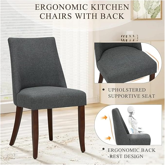 Adjustable Office Computer Chair with Armrest 1pcs Comfortable Upholstered Wood Dining Room Seats Chairs with Back Fabric Furniture