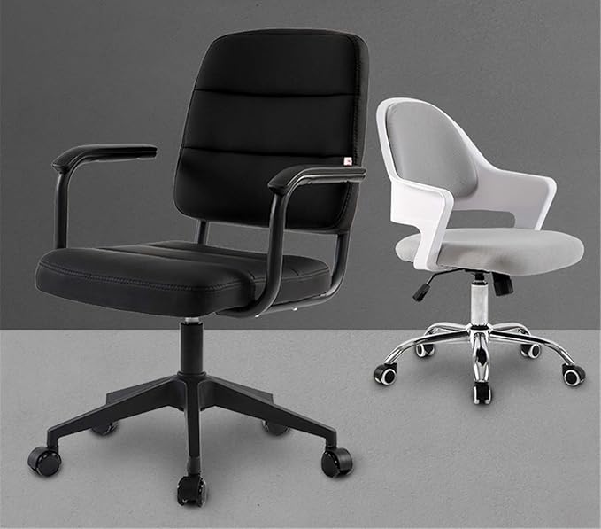 Mlaea Computer Gaming Chair Adjustable Staff Chair with Wheels and Comfortable Backrest Dining Bedroom Living Room Chair 47 * 82-94CM(Size:47 * 82-94CMColor:White)