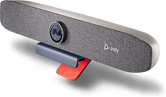 Poly Studio P15 Personal Video Bar (Plantronics + Polycom) - 4K Video Quality - Camera Microphones &amp Speaker Solution with Premium Audio &amp Video - Certified for Zoom and Teams
