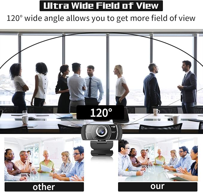 Webcam with Microphone 1080P 60FPS Privacy Cover Web Camera for Desktop Autofocus Dual Noise-Cancelling Mics Streaming Webcam for Gaming Laptop/Mac/Zoom/YouTube/Video Calling/Office