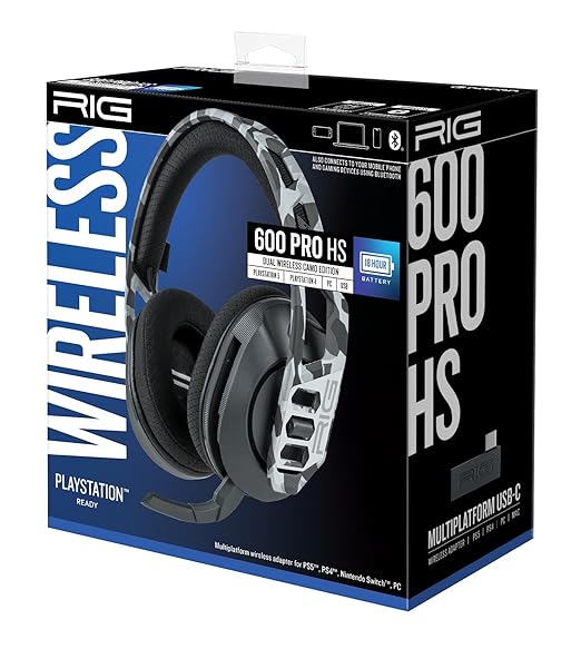 RIG 600 PRO HS Dual Wireless Multiplatform Gaming Headset with 2.4GHz/Bluetooth for PlayStation PS4 PS5 Nintendo Switch Switch 2 PC USB Steam Deck Android iPhone - Arctic Camo