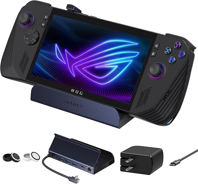 iVANKY 4K@144Hz HDMI 2.1 ROG Ally Dock 8-in-1 Docking Station for Steam Deck OLED &amp ROG Ally X 100W PD Charge 1Gbps Ethernet 3 USB 3.0 Pro Gaming Stand Hub (with 65W Power Adapter)