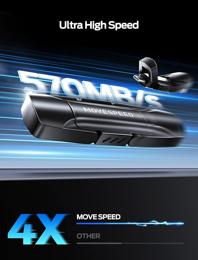 MOVE SPEED 512GB USB Drive 570MB/S Read Speed External SSD with Dual Port Type C + USB 3.2 Portable SSD for iPhone 17/16/15 Series Android Mac Windows
