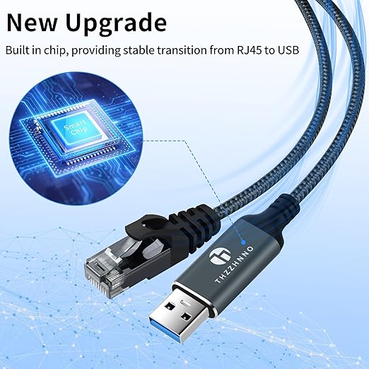 USB to Ethernet Cable 10FT USB 3.0 A to RJ45 Male Cable Directly Connected Gigabit LAN Network Compatible with Laptop PC MacBook Switch Windows 10/11 macOS Linux