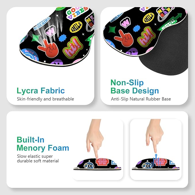 Gaming Mouse Pad Keyboard Wrist Support 4 in1 Mousepad with Wrist Keyboard Rest Computer Desk Mat Non-Slip Desk Pad Protector with Memory Foam Easy Typing Pain Relief I Cute Funny Style