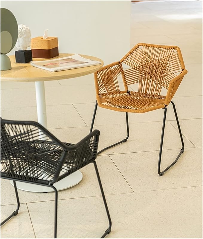 Adjustable Office Computer Chair with Armrest Outdoor Lounge Chair Coffee Chairs Dining Chairs Balcony Chair(Ore Yellow)