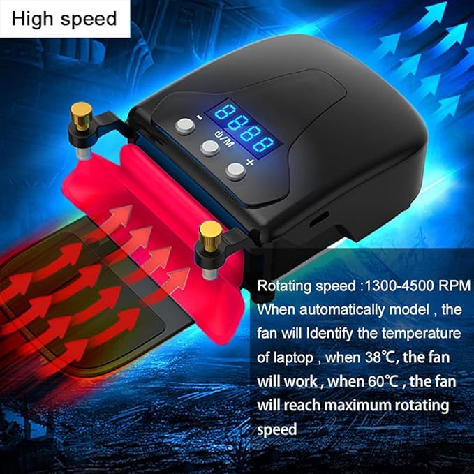 Laptop Cooling Vacuum Fan External Silent Ice Notebook Cooler Digital Display Adjustable Smart Model Cooler