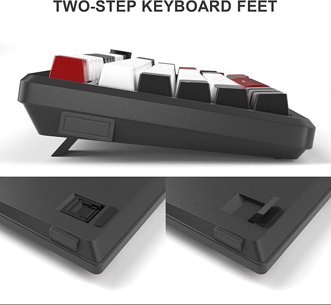 MageGee 75% Mechanical Gaming Keyboard Compact Blue Backlit Wired Gaming Keyboards with Red Switches EVA Foam Knob Control STAR75 Portable NKRO PC Gaming Keyboard - Black &amp White