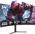 34 Inch Curved Gaming Computer Monitor with 180Hz Refresh Rate WQHD 3440x1440 127% sRGB FreeSync1500R Curvature &amp 178° Viewing Angle Height Adjustable Base for Gaming Business