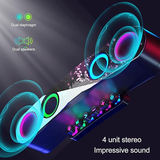 Computer Speakers for PC Desktop Monitor RGB Gaming PC Sound Bar with Switch Buttons Desktop PC Soundbar Speaker for Desktop Laptop