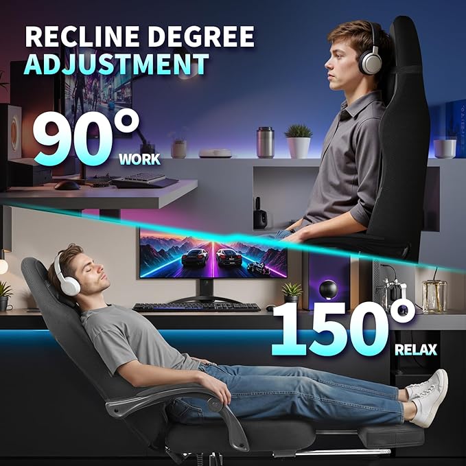 SITMOD Gaming Chair - 150° Reclining Ergonomic Gaming Chairs for Adults with Footrest &amp Premium Fabric Big and Tall Computer Chair for Home Game Room Gamer Chair &amp Silla Gamer Supports 400 l