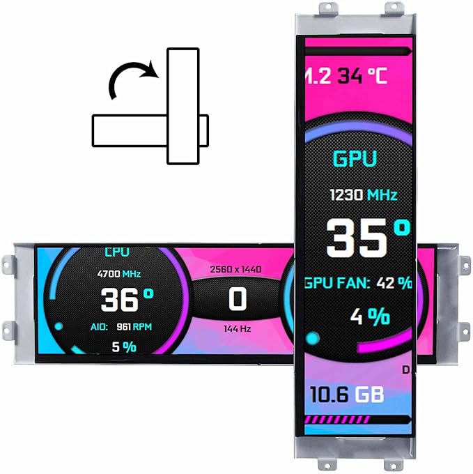 VSDISPLAY 12.7 Inch 2K Bar LCD Screen Monitor 2880x864 IPS DIY for D41 Computer PC Case Building CPU/GPU Monitoring Secondary Displaywith USB-C DP Input