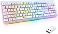 KLIM Chroma White Wireless Keyboard – RGB Backlit Rechargeable Battery Wireless Keyboard with Water-Resistant Durable Design Compatible with PC Mac PS4 PS5