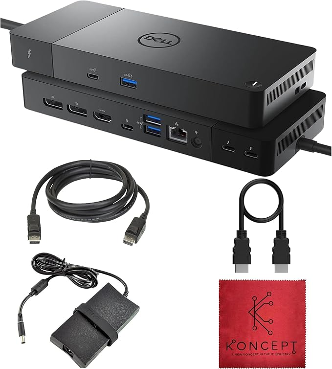 WD22TB4 Dell Thunderbolt 4 Dock 40Gbps USB-C/USB A - Dell Docking Station Dual Monitor with 180W HDMI &amp DisplayPort Cable - Supports 4K Displays &amp Upto 3 Monitors (Renewed)