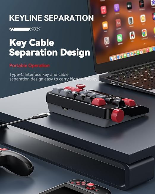 Numeric Mechanical Keyboard with Right Joystick One Handed Keyboard Fully Programmable for Knobs and Keys Rocker Knobs for OSU Keypad Hotswap Keypad with RGB