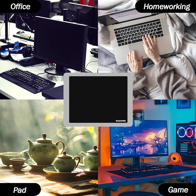 Glass Mousepad with Hard Surface for Gaming Ultra Smooth Mouse Mat Water-Resistant Large Mouse Pad Precision Speed Control for Esport Games/Office Black XL(15.7’’×19.6’’)
