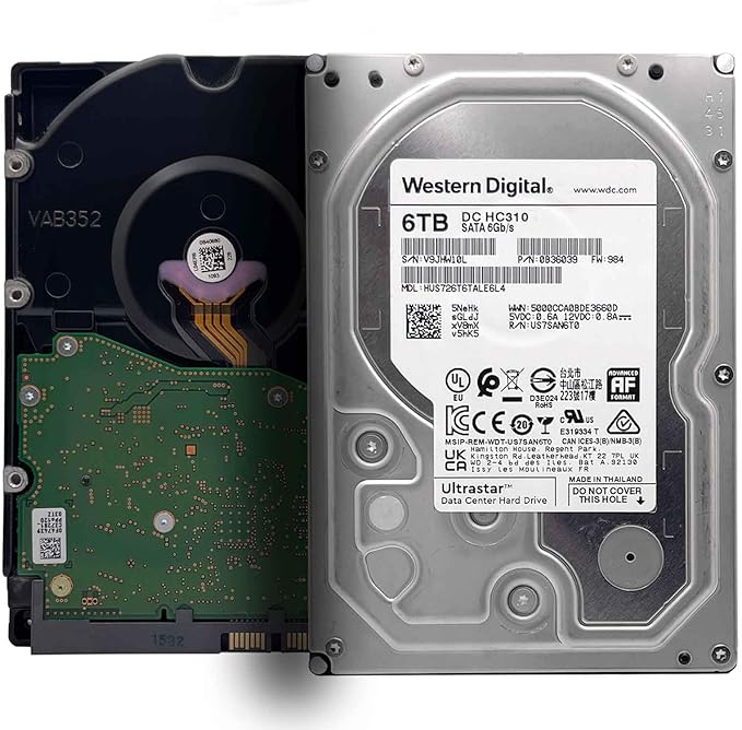 Western Digital 6TB Ultrastar DC HC310 SATA HDD - 7200 RPM Class SATA 6 Gb/s 256MB Cache 3.5inch - HUS726T6TALE6L4 (Renewed)