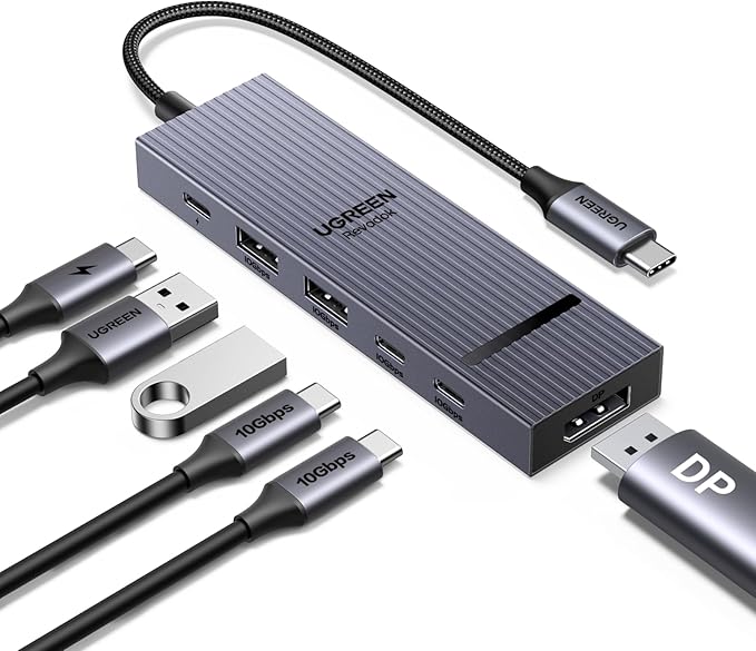 UGREEN Revodok Pro 6 in 1 USB-C Hub to DisplayPort 4K 60Hz 100W Power Delivery 10Gbps USB-A and USB-C 3.2 for MacBook Pro/Air iPad Pro Thinkpad Rog Ally and More.