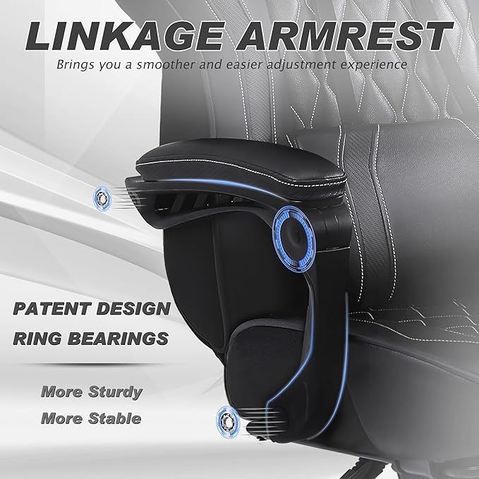 Vonesse Gaming Chair Computer Office Chair with Footrest Reclining Gaming Chairs for Adults Big and Tall Ergonomic Gaming Chair with Lumbar Support and Massage (Black)