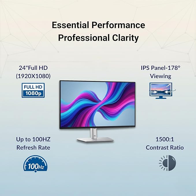 Dell P2425H Computer Monitor Screen 24 16:9 IPS Display with Stand - 100Hz Full HD 1920 x 1080 with DisplayPort HDMI USB 3.0 Upstream &amp Power Cable - New