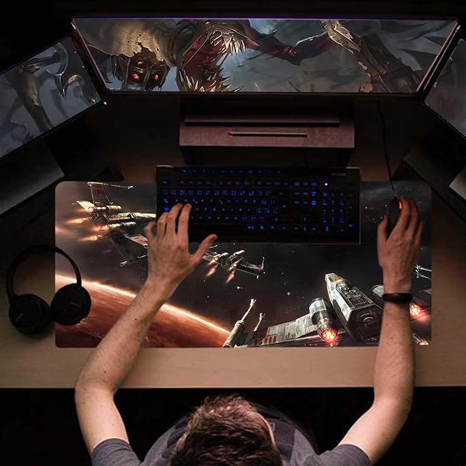 XXL Large Gaming Mouse PadMousepad with Stitched Edge Frame &amp Non-Skid Rubber BaseDesk Mat for WorkOffice Desk Pad for LaptopComputer Keyboard and Mice Combo Pads Mouse Mat 31.5X15.7 inches