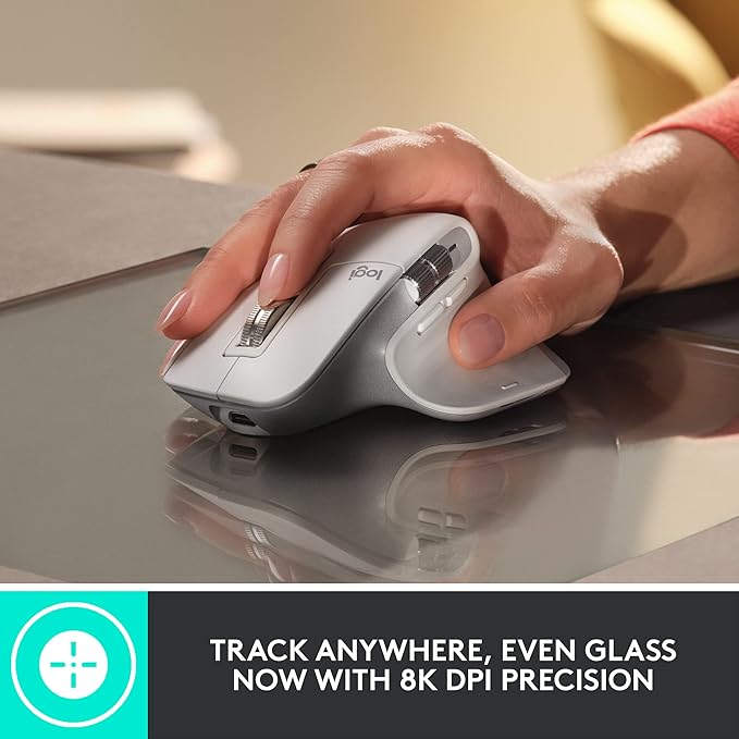 Logitech MX Master 3S - Wireless Performance Mouse with Ultra-fast Scrolling Ergo 8K DPI Track on Glass Quiet Clicks USB-C Bluetooth Windows Linux Chrome - Graphite (Renewed)