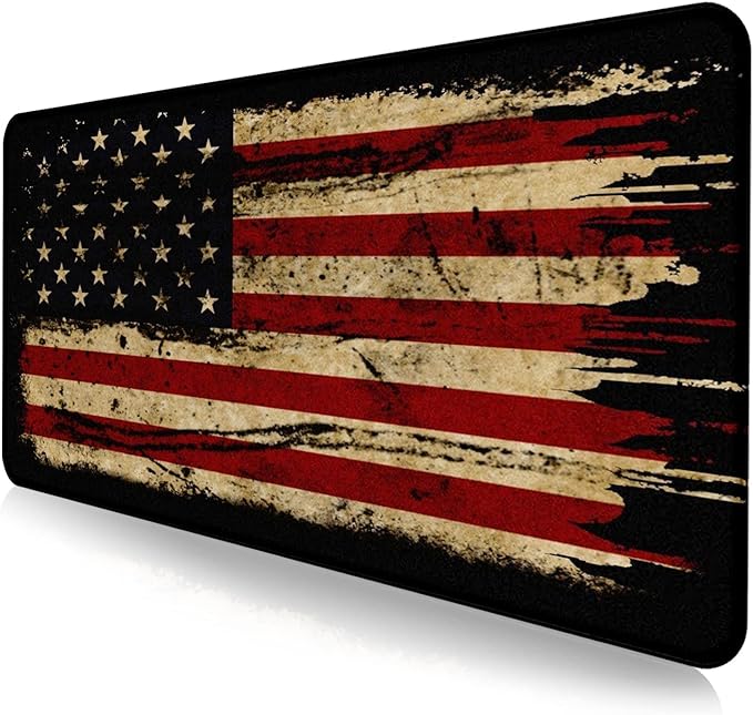 Large Extended Gaming Mouse Pad with Stitched Edges Non-Slip Waterproof Rubber Base Mouse Pad for Office Computer Keyboard Laptop and Home Desk Pad 35.4 x 15.7 x 0.12 Inch (American Antique Flag)
