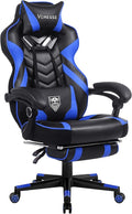 Vonesse Gaming Chair Big and Tall Gaming Chair with Footrest and Massage Gaming Chairs for Adults with Lumbar Support Ergonomic High Back Computer Chair with Pocket Spring Cushion (Black/Blue)