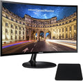 SAMSUNG 24 Inch Curved Computer Monitor LC24F390FHNXZA LED Screen 60Hz Full HD 1080P Gaming Slim Design for Home and Office use Black Mouse Pad Included