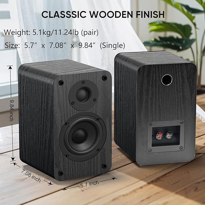 LONPOO Powered Bookshelf Speakers - Wireless 100W RMS Bluetooth with eARC - Powerful Home Music System - Home Theater Systems Studio Monitors