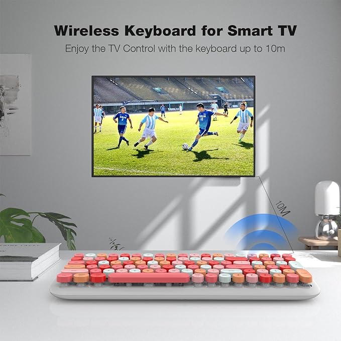 KNOWSQT Bluetooth Keyboard - White Colorful Multi Device Wireless Typewriter Keyboards - Round Keycaps 100 Keys Cute Keyboard for Windows Laptop PC Tablet iPad iPhone Chrome