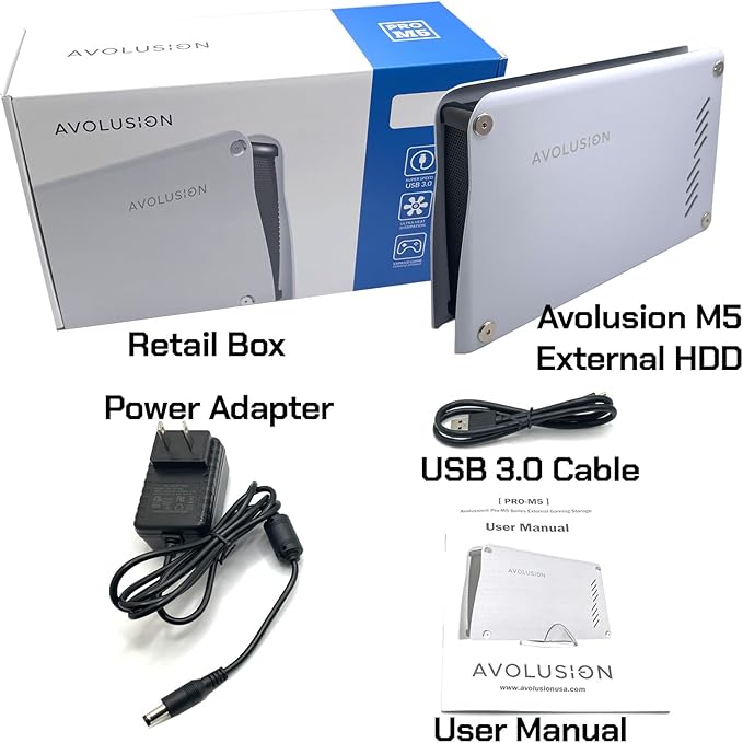 Avolusion M5 Series 22TB USB 3.0 External Hard Drive for WindowsOS Desktop PC/Laptop (Renewed)