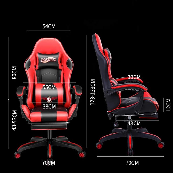 Mlaea Home Gaming Chairs for Adults Gaming Room Bedroom Computer Chairs Flexible Lifting Rod Adjustable Height 38 * 48 * 123-133CM(Color:Blue)