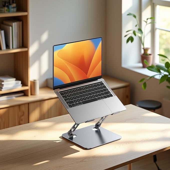 Anti-Slip Base USB Cooling Pad with Fan Desk Riser Ergonomic Adjustable Cooling Stand for Laptop and Tablet Carbon Steel Frame Fits 10–17 Inch Devices