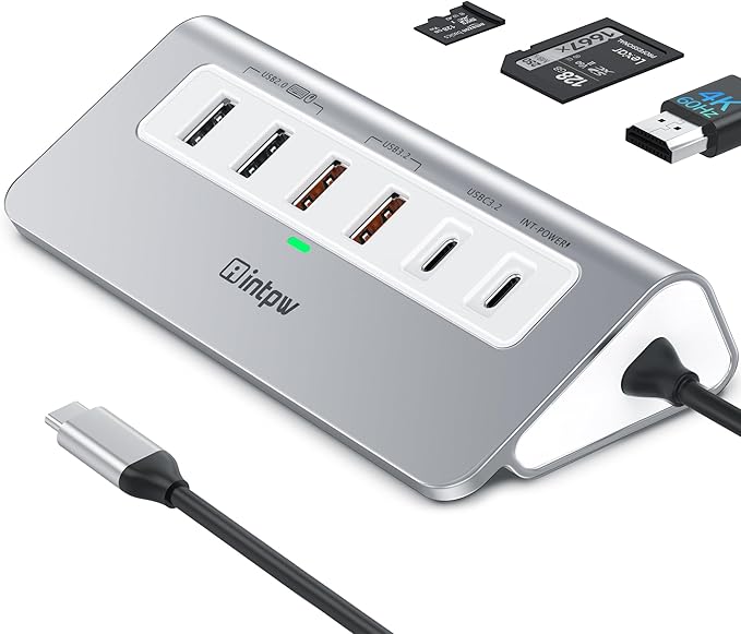 P9 PRO USB C Hub 10Gbps 9-in-1 USB C Docking Station with 4K@60Hz HDMI Type-C &amp 2 Type-A 3.2 2 USB-A 2.0 PD 100W SD/TF PortAluminum USB Hub for Laptop iPhone 17 Series MacBook Air/Pro