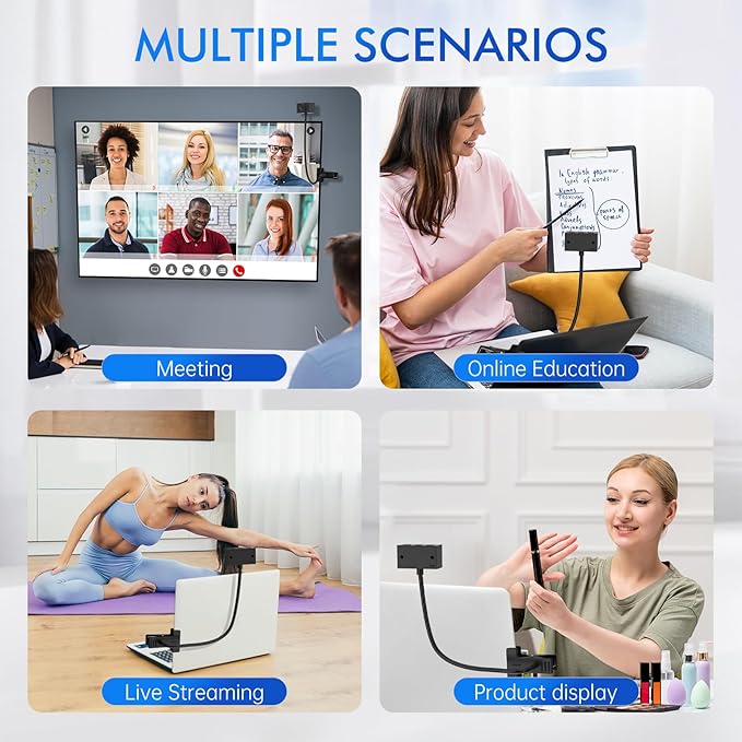 Webcam for PC Laptop Camera USB Webcam with Adjustable Gooseneck Flexible Positioning 1080P Computer Camera for Presentation Desktop Demo Full-Body View Video Call Zoom Teams Skype (Black)