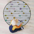 Arrows Round Carpet Playmat - Play Learn and Have Fun SafelyCrawling Mat Educational Soft Rug Shower/Birthday Gift Geometric Colorful Arrows PatternCharcoal Grey Gold Diameter 43.3 in