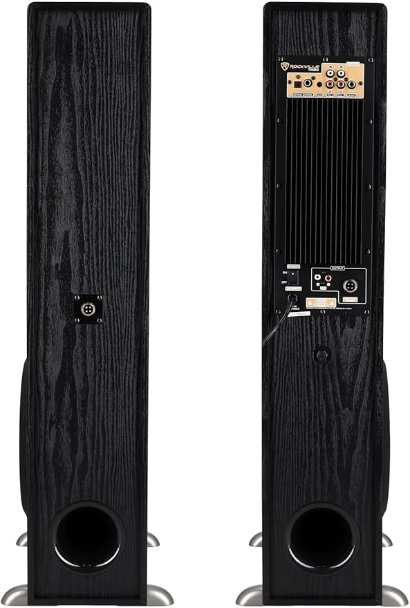 Rockville TM80B Powered Home Theater Tower Speaker System Black 800W 8 Subwoofers Bluetooth USB/SD Playback FM Radio Remote Control Karaoke Ready Perfect for Home Entertainment