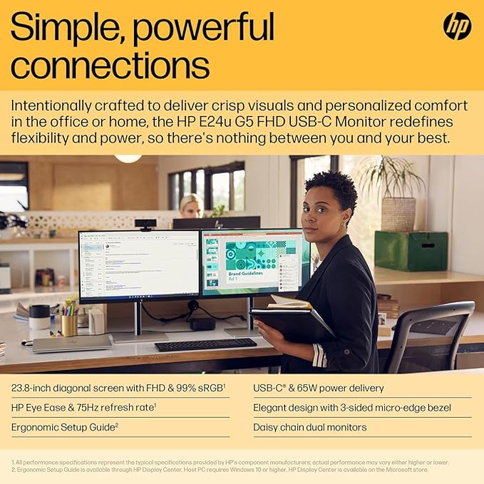 HP E24u G5 23.8 Full HD LED LCD Monitor - 16:9 - Black Silver - 24 Class - in-Plane Switching (IPS) Technology - 1920 x 1080-16.7 Million Colors - 250 Nit - 5 ms - 75 Hz Refresh Rate - H