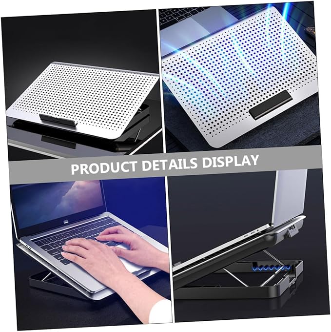 Multifunctional Aluminum Laptop Radiator Cooling Rack with Powerful Adjustable Fan Notebook Stand with Dual USB Ports Ergonomic Computer Holder for Heat Dissipation and Neck Relief