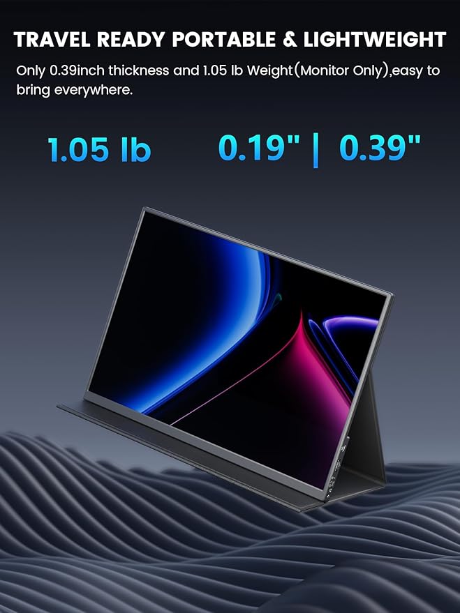 4K Portable Monitor 14.5 IPS Laptop Screen Slim Lightweight 1500:1 Dual USB C HDMI Gaming Display with Speakers Travel Monitor for PC Phone PS5/4 Xbox Switch