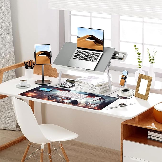 Keyboard Mouse Pad Set Extended Gaming Mouse Pad+Ergonomics Keyboard Wrist Rest Support Memory Foam Easy Typing Pain Relief 4Pcs XL Ultra Thick Desk MatDragon Over Burning Castle
