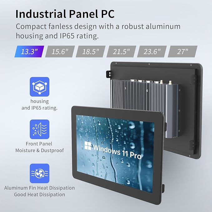 13.3 inch Industrie Panel PCIndustrial Embedded Panel PCFanless Panel ComputerIndustrial Touch Screen All-in-One PC Windows 10 ProI5 16GB RAM 1T ROM6xUSB4xRS232+2xRS4858*GPIOHDMI2xLAN