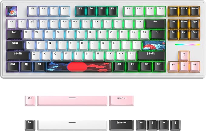 Owpkeenthy 75 Percent Gaming Keyboard Gasket Mounted87 Key TKL Mechanical Keyboard Hot Swappable with Sound Absorbing Foam Pre-lubed Linear Switch South-Facing RGB Backlit for PC Laptop (Olivia)