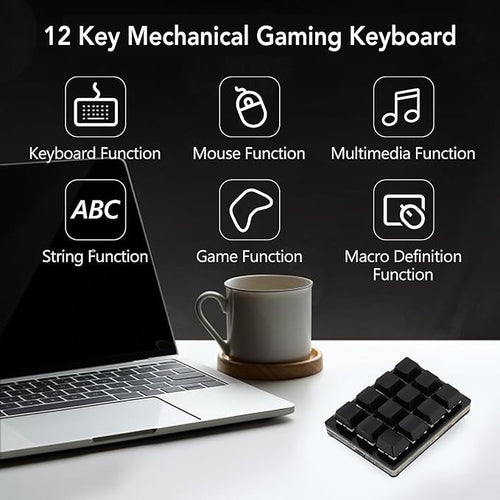 12 Key Mechanical Gaming Keyboard Mini USB Wired RGB Red Switch Programmable Macro Keyboard One Handed Mechanical Keyboard Hot Swappable Keyboard Macro Keypad for Home Office