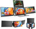 Triple Screen Laptop Monitor Extender Quad Monitor 15.6” FHD 1080P Portable Triple Monitors 1 USB-C Connection for 4 Screens Integrated Aluminum Alloy Auto Rotation Top Display for 12–17.3” Laptop