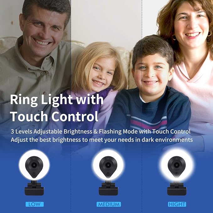 1080p Webcam AutoFocus 2K Adjustable Brightness Web Camera with Stereo Microphone and Tripod for Live Streaming Distance Education Video Conferencing Webcast As