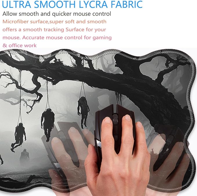 Bxgolkgd Desk Mat SetMouse Pad with Keyboard Wrist Rest &amp Mouse Wrist RestWave-Shaped DesignNon-Slip Rubber BaseErgonomic Desk Mat for HomeOfficeGamingSkeleton Tree