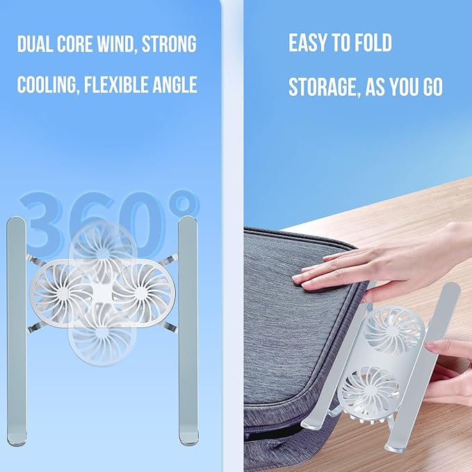 Adjustable Aluminum Laptop Stand with Cooling Fan for 13-21in Laptop Notebook Cooling Support Effective Heat Dissipation